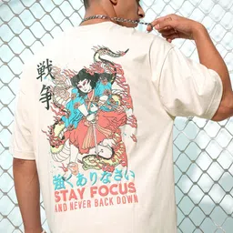 HIGHLANDER Graphic Printed Drop-Shoulder Sleeves Cotton Oversized T-shirt-image-88