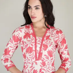 PARTHVI Floral Printed Regular Phulkari Kurta with Trousers & Dupatta image 4
