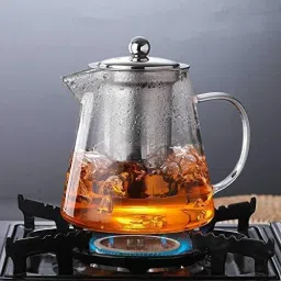 rivanta Borosilicate Glass Tea Pot (950 ml) With 4 Cups 150ml Jug Glass Set image 2