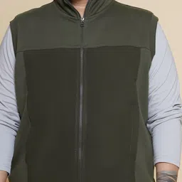 John Pride Plus Size Mock Collar Cotton Front-Open Sweatshirt image 3