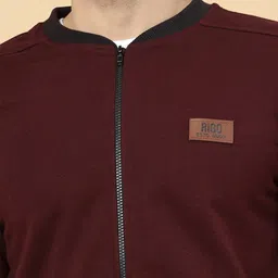 Rigo Mock Collar Ribbed Fleece Front-Open Sweatshirt image 3
