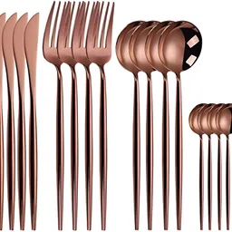 manishaware From Casual Meals to Fancy Dinners | Rosegold Dining Set | Design E Disposable Stainless Steel Cutlery Set-picture-30