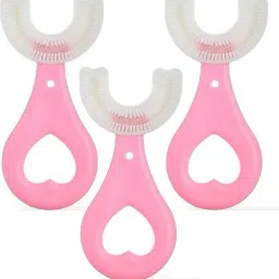 U-shaped 2-6 Years Mouth-Cleaning Silicone Clean Brushing Kids Teeth Pack of 03 Soft Toothbrush-image-36