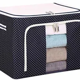 Cloth Organizer Fabric Foldable Box Steel Frame Collapsible Wardrobe Storage Organizer Bag for Blanket, Quilt, Clothes, Kids Dress, Garments, Shirt, Saree - 100L Storage Box-26