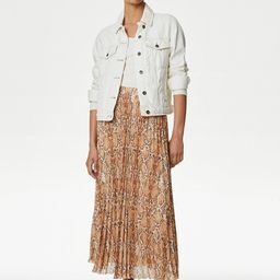 Marks & Spencer Abstract Printed Pleated Flared Maxi Skirt image 5