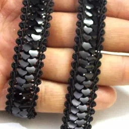 Black Samosa Zari Jhalar Fancy Unique Lace Blouse Border for Bridal Dresses, Sarees, Lehengas, Decoration, Bag and Designing Embellishment Crafts (8.50Mtr) Lace Reel-image-71