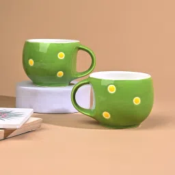 Pack of 2 Ceramic Polka Doted Tea Cups Set of 2, 150ml Coffee Mugs for Home Office-picture-40