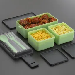 pranshu enterprise 2-Layer Bento Lunch Box with Spoon & Fork 3 Containers Lunch Box image 3