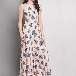 emeros Floral Printed Halter Neck Sleeveless Basic Jumpsuit image 3