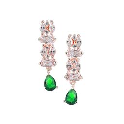 Jazz and Sizzle Rose Gold-Plated Green & White AD StuddedJewellery Set image 3