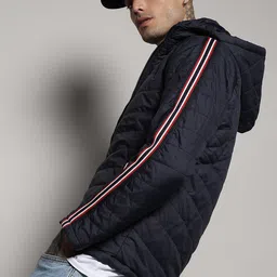 Campus Sutra Navy Blue Windcheater Hooded Padded Jacket-picture-22