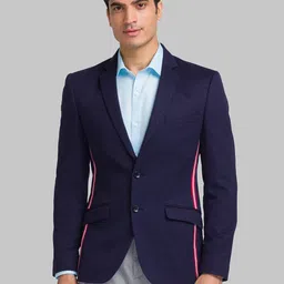 park avenue Men Self Design Single Breasted Formal Blazer-picture-15