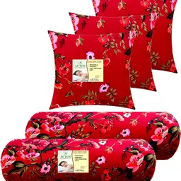 actos Combo Set Of 3 Cushion And 2 Microfibre Floral Bolster Pack of 5-picture-44