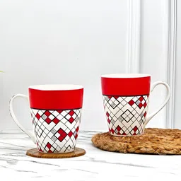 UPC Red & White Printed Ceramic Glossy Mugs Set of Cups and Mugs image 5