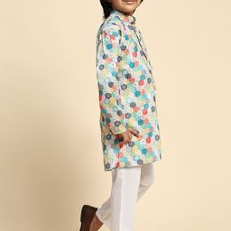Pro-Ethic STYLE DEVELOPER Boys Ethnic Motifs Printed Regular Mirror Work Pure Cotton Kurta with Pyjamas image 4