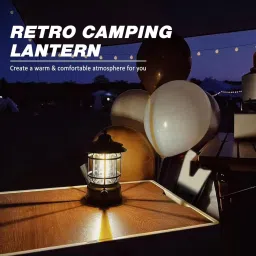 Outdoor Vintage Camping Lamp Black Metal, Plastic Hanging Lantern-6