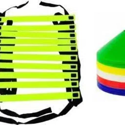 Okja pro__Football practices Running Speed Agility Ladder/Football Saucer Cone Multi Color Set of 10 Football & Fitness Kit-image-1