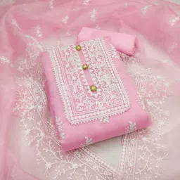 sys brand - shop your style Unstitched Organza Salwar Suit Material Embroidered-picture-0