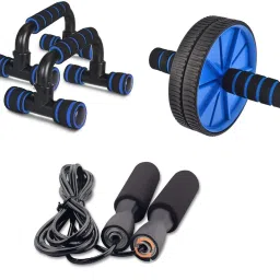 HOME ZIM SET -AB ROLLER AND PUSH UP BAR WITH SKIPPING ROPE Fitness Accessory Kit Kit-23