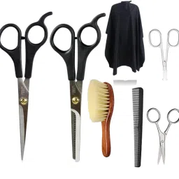cutting scissors +Double Thinning Scissor + Hair Cutting Sheet Apron Comb Scissors-15
