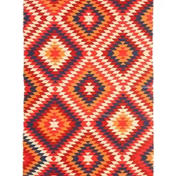 HOMADORN Red & Blue Geometric Printed Anti-Skid Rectangular Floor Mat image 3