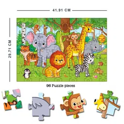 Dreamland At the Jungle Jigsaw Puzzle For Kids  96 Pcs With Colouring & Activity Book image 4