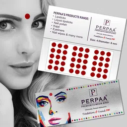 PERPAA Power Stay Non Transfer Lipstick-22 & Set of 3 Premium Red Bindis-Size 7.5,02,04 image 3