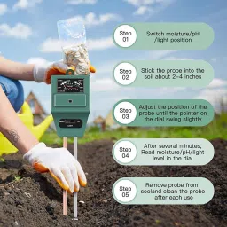 goodsbazaar ph meter soil tester 3 in 1 Soil Moisture Light Acidity Hydroponic Test Kit ph meter soil tester 3 in 1 Soil Moisture Light Acidity Hydroponic Test Kit All-in-One Digital Moisture Measurer image 2