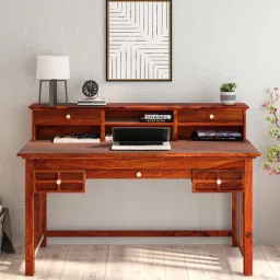 amberville from pepperfry Bushley Sheesham Wood Writing Table In Scratch Resistant Honey Oak Finish-picture-9