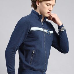Monte Carlo Striped Stand Collar Front-Open Sweatshirt image 3