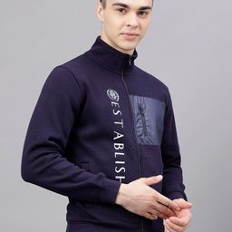 Richlook Typography Printed Mock Collar Front-Open Sweatshirt image 5