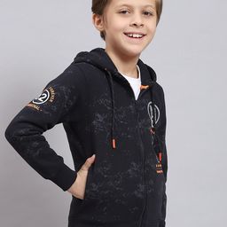 Monte Carlo Boys Typography Printed Hooded Front-Open Sweatshirt image 4
