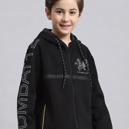 Monte Carlo Boys Typography Printed Hooded Front-Open Sweatshirt image 2