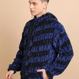 HIGHLANDER Self Design Long Sleeves Hood Oversized Front Open Sweatshirt image 3