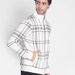 Crimsoune Club Checked Mock Collar Front-Open Sweatshirt image 3
