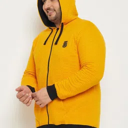 bigbanana Plus Size Self Design Hooded Antimicrobial Cotton Front-Open Sweatshirt image 3