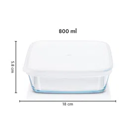 BOROSIL Transparent Microwave Safe Borosilicate Glass Square Baking Dish with Lid 800 ml image 5