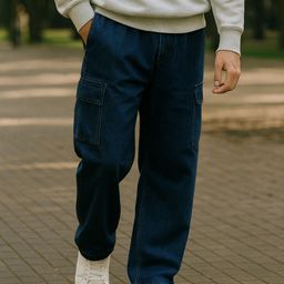 ftx Men Loose Fit Mid Rise Dark Blue Jeans-picture-26