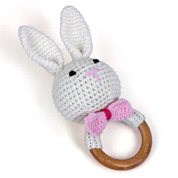 Crochet Bunny Rabbit Rattle, Crochet Teething Rattle, Soft Toys for Baby Rattle-image-89