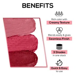 Renee Glam Stack 3-In-1 Long Lasting Lip & Cheek Tint with Shea & Cocoa Butter - Pink image 2