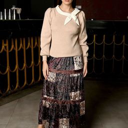 ODETTE Printed A-Line Maxi Skirt image 2