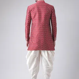DEYANN Men Red & Cream-Coloured Sherwani with Patiala set image 4