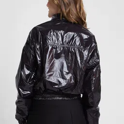 SPYKAR Mock Collar Reversible Bomber Jacket With Faux Fur Trim image 2