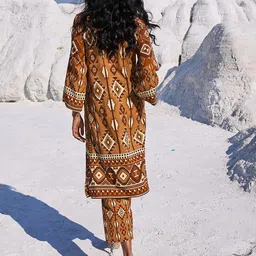 Dash and Dot Printed Shirt Collar Neck Top & Flared Trouser image 4