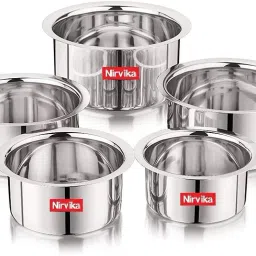 Pack of 5 Stainless Steel tope set of 5 piece cookware set serving bowl patila biryani handi Dinner Set-10