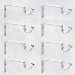 S.S (2.5 mm) Heavy Rod rail Brackets Patti support, Curtain Support Clamps Holders for curtain road (10 CM) (Pack of 8) Shelf Bracket-36
