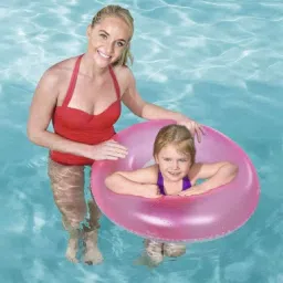 Inflatable (IND*67) Swim Ring 76 cm Swimming Ring Float for Kids Pink Inflatable Swimming Safety Tube-34