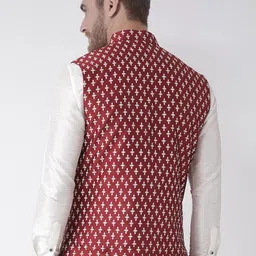 DEYANN Ethnic Motifs Printed Mandarin Collar Nehru Jacket With Pocket Square image 4