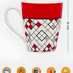 UPC Red & White Printed Ceramic Glossy Mugs Set of Cups and Mugs image 3