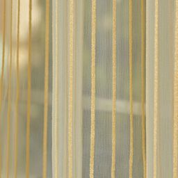 Aura Gold-Toned Set of 2 Striped Sheer Window Curtain image 4